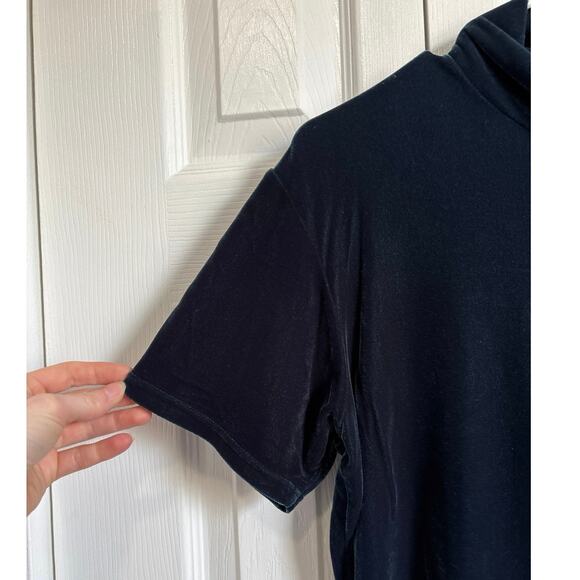 Vintage Banana Republic Blue Green Mock Neck Velour Top Large - Picture 3 of 6